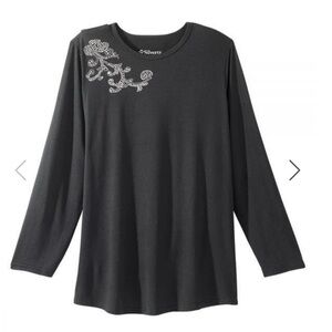 Silverts Black Embellished Long Sleeve Womens Top Assisted Dressing Small NWT